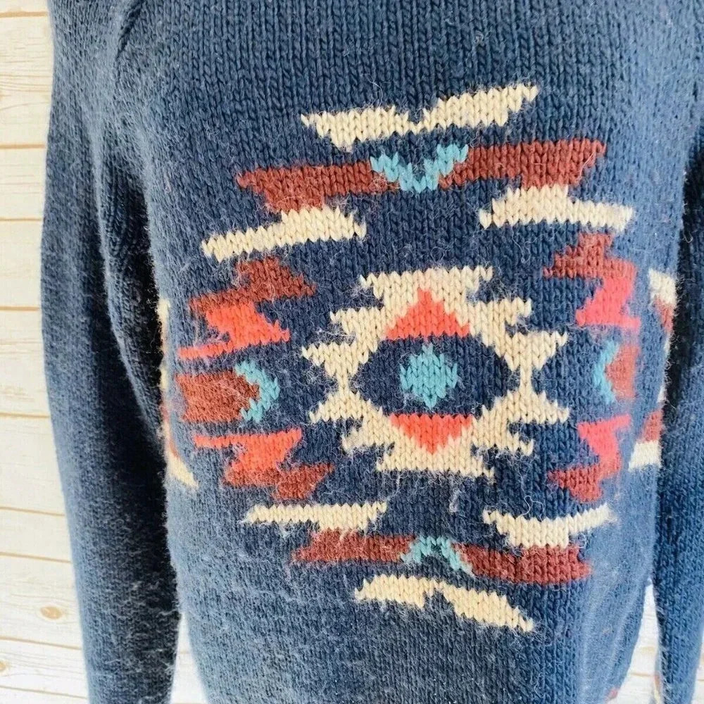 HOLLISTER Women Long Sleeve Pullover Crew Neck Blue Knit Sweater Size Medium - Picture 4 of 12